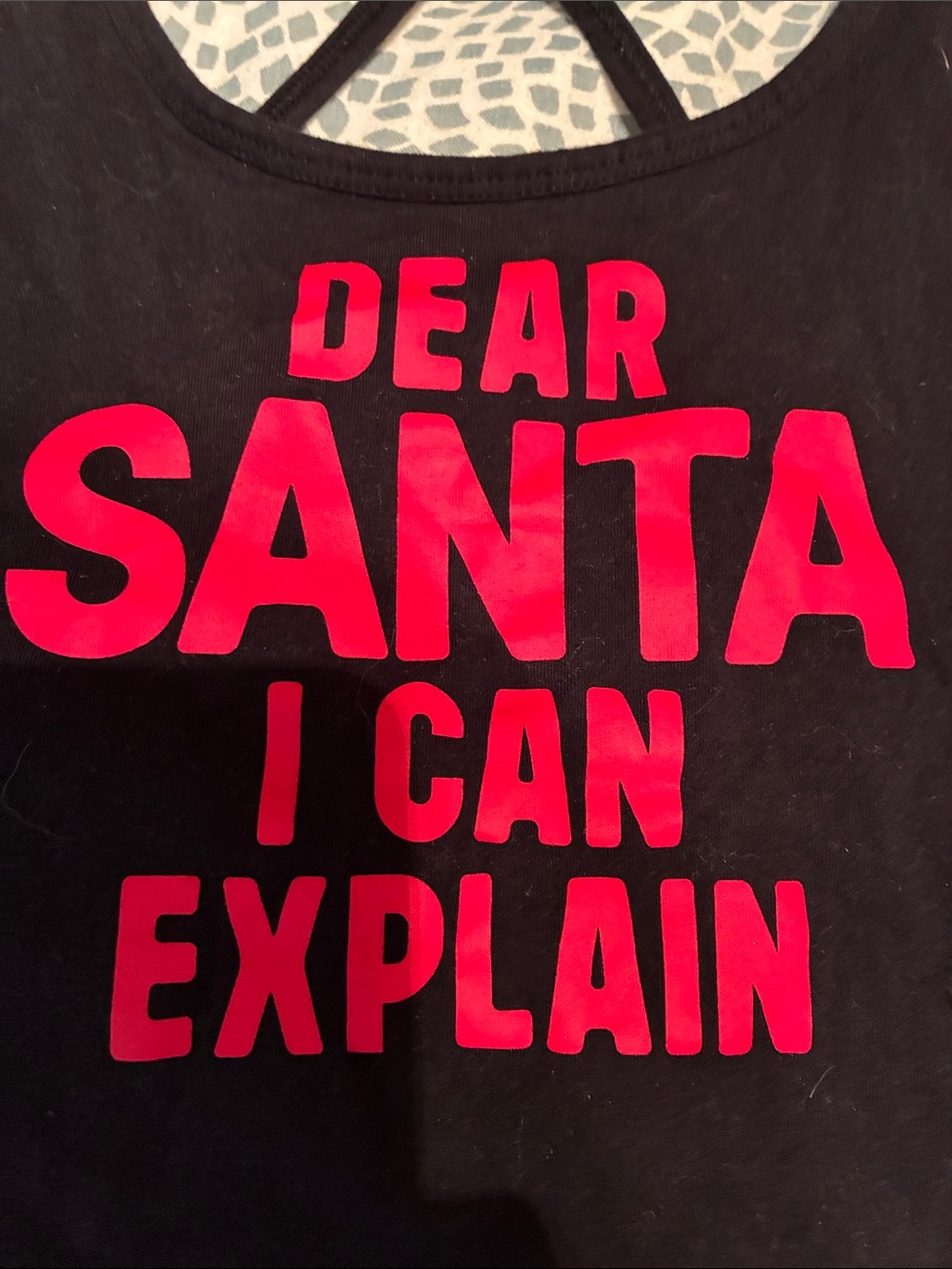 Black VS Crop Tank with Red 'Dear Santa I Can Explain' Graphic - Picture 5 of 7